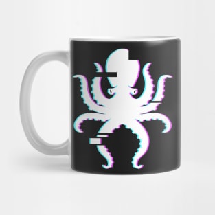 Vaporwave Glitch Art Octopus Mug